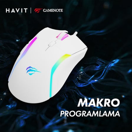 Gamenote MS1033 RGB Uyumlu Beyaz Gaming Makrolu Oyuncu Mouse 8000 DPI