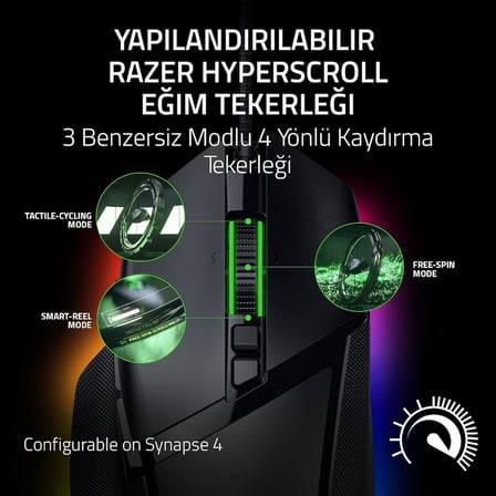 Basilisk V3 35K - Tamamen Özelleştirilebilir Ergonomik Kablolu Oyun Mouse'u - Focus Pro 35K Optik Sensör (HyperScroll Tilt Wheel, 11 Bölgeli Chroma Aydınlatma) Siyah