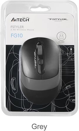 A4 Tech FG10 Nano Kablosuz Optik 2000 DPI Mouse, 4 Yönlü Scroll, Siyah Gri