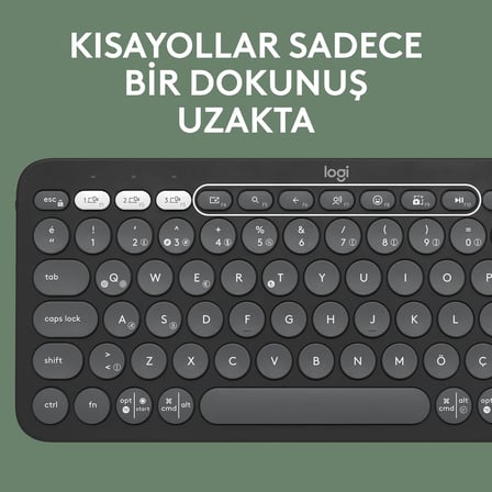Pebble 2 Set Çoklu Cihaz Özellikli Sessiz Kablosuz Türkçe Q Klavye ve Mouse Seti - Siyah