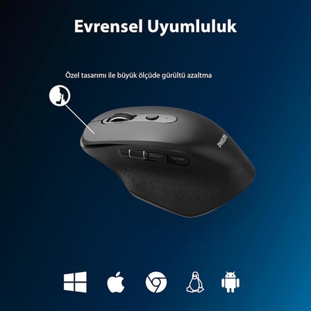 SPK7818 3200 DPI 8 Tuşlu Dual Mod Bluetooth ve 2.4G Kablosuz Ergonomik Sessiz Mouse Siyah