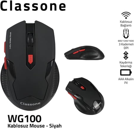 CLASSONE WG100 Gaming Serisi Kablosuz Mouse, Siyah