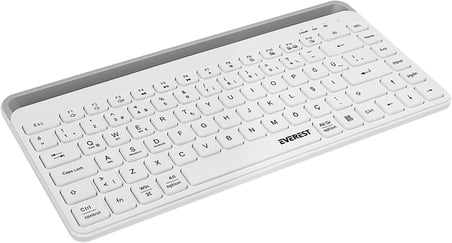 Everest KB-BT66 Beyaz 2.4G+BT1+BT2 üçü bir arada 3 in 1 2.4/Bluetooth Çift Modlu PC/Mobil Bilgisayar Tablet Televizyon Uyumlu Q Kablosuz klavye (BEYAZ)