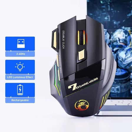 Kablosuz Oyuncu Mouse – 3200 DPI Ayarlanabilir Hassasiyet, RGB 7 Renk LED Aydınlatma, Şarjlı, Ergonomik Tasarım, 2.4GHz Wireless Gaming Mouse | GW-X7