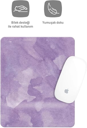 HobiShop(108) Mor Desenli Bilek Destekli Dikdörtgen Mouse Pad Mouse Altlığı. Mor
