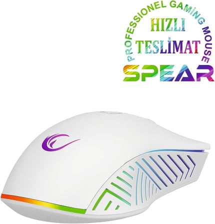 SMX-G68 SPEAR Full RGB 7200DPI 7D Makrolu Gaming Oyuncu Mouse (Beyaz)