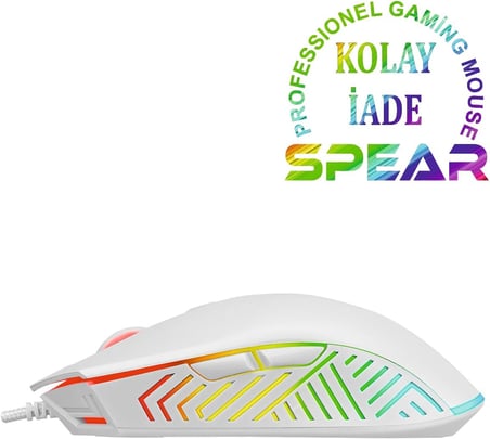 SMX-G68 SPEAR Full RGB 7200DPI 7D Makrolu Gaming Oyuncu Mouse (Beyaz)