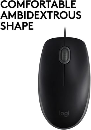 B110 kablolu USB fare, sessiz tuşlar, tam boyutlu konforlu tasarım, iki elle kullanılabilir PC/Mac/Laptop - Gri