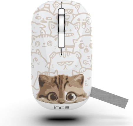 Inca IWM-242K Bluetooth 5.4 + 2.4G Kablosuz Sessiz Optik Mouse | Şarjlı 500mAh Batarya | Çift Modlu Bağlantı | 800-1600 DPI | Manyetik Kapak | Sağ-Sol El Uyumlu | Windows, Mac, Android