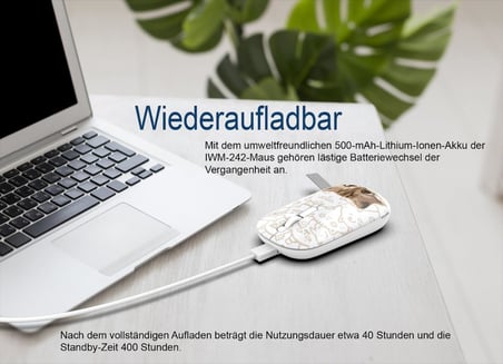 Inca IWM-242K Bluetooth 5.4 + 2.4G Kablosuz Sessiz Optik Mouse | Şarjlı 500mAh Batarya | Çift Modlu Bağlantı | 800-1600 DPI | Manyetik Kapak | Sağ-Sol El Uyumlu | Windows, Mac, Android