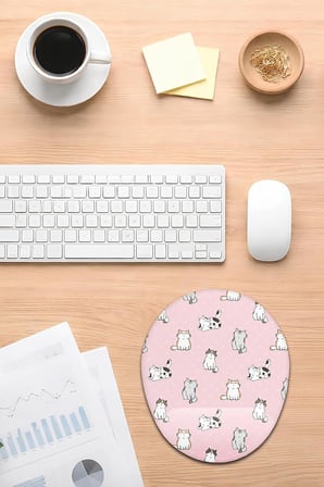 Kedi Desenli Bilek Destekli Mouse Pad