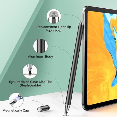 JR-BP561 Stylus Kalem Pasif 3'ü 1 Arada Tabletler Akıllı Telefonlar için Manyetik Kapasitif Kalem -Siyah