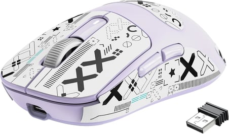 X3 Kablosuz Gaming Mouse, Ultra Hafif 49g Oyuncu Mouse, PixArt PAW3395 Sensör-26000DPI, Programlanabilir, 2.4G/Bluetooth/Kablolu-Uzun Pil Ömrü/PTFE Ayak/Fare Kavrama Bandı-PC/MAC-Lavanta