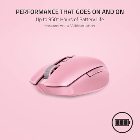 Orochi V2-950 Saate Kadar Pil Ömrüne Sahip Mobil Kablosuz Oyun Mouse'u (Ultra Hafif Tasarım, HyperSpeed Kablosuz ve Bluetooth, 2. Nesil Mekanik Mouse Anahtarları) Pembe