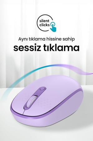 MX400 Prime Pro Sessiz Kablosuz Mouse Bluetooth ve 2.4GHz Wireless Bağlantı - Ayarlanabilir DPI (Lila)