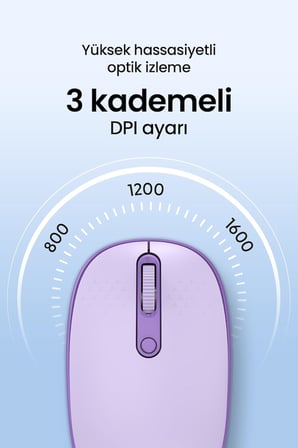 MX400 Prime Pro Sessiz Kablosuz Mouse Bluetooth ve 2.4GHz Wireless Bağlantı - Ayarlanabilir DPI (Lila)
