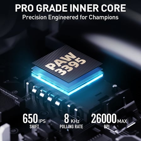 IN10P kablosuz oyun faresi, üç modlu 2.4G/USB-C kablolu/Bluetooth PC oyun faresi, 60g süper ışık, 26K DPI, PAW3395 optik sensör, 8 kHz yoklama hızı, tamamen programlanabilir, siyah