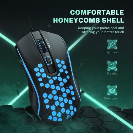 S11 3600DPI RGB Optik Oyuncu Mouse, Siyah