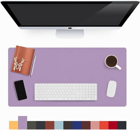 Lindos Deri Masa Pedi, Büyük Mouse Pad, Gaming Oyuncu Mause Pad, Ofis Ve Ev İçin Masa Altlığı, Lila