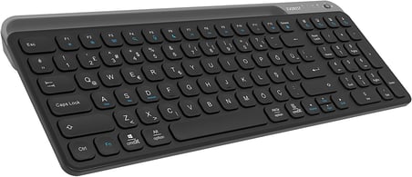 KB-BT90 Siyah/Gri Bluetooth+ 2.4Ghz Telefon Tablet Standlı Şarjlı Q Mac/Win/Android/Ios Uyumlu Kablosuz klavye
