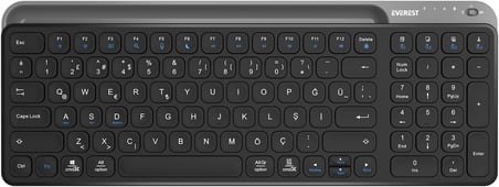 KB-BT90 Siyah/Gri Bluetooth+ 2.4Ghz Telefon Tablet Standlı Şarjlı Q Mac/Win/Android/Ios Uyumlu Kablosuz klavye