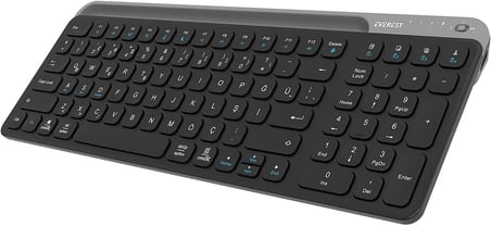 KB-BT90 Siyah/Gri Bluetooth+ 2.4Ghz Telefon Tablet Standlı Şarjlı Q Mac/Win/Android/Ios Uyumlu Kablosuz klavye