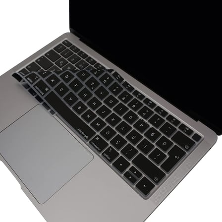 Türkçe Q Silikon Klavye Koruyucu MacBook Air 13 Retina Uyumlu A1932 A2179 A2337 M1 | ISO UK Ters L Enter | TR Q Klavye Kaplama Siyah