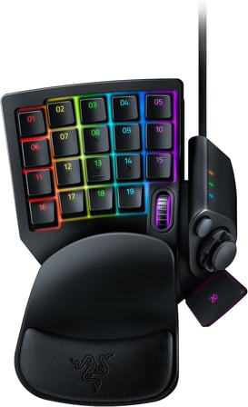 Tartarus V2 - Oyun Tuş Takımı Meka-membran tuşlu oyun kumandası (32 programlanabilir tuş, 8 yönlü parmak paneli, bilek desteği, Hypershift, RGB Chroma aydınlatma) Siyah