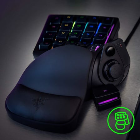 Tartarus V2 - Oyun Tuş Takımı Meka-membran tuşlu oyun kumandası (32 programlanabilir tuş, 8 yönlü parmak paneli, bilek desteği, Hypershift, RGB Chroma aydınlatma) Siyah