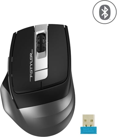A4 Tech FB35S Silent (Sessiz) Bletooth & 2.4Ghz Optik 2000Dpi Kablosuz Mouse | Siyah/Gri | 4 Kademe Çözünürlük | 2 Adet Sol Buton | 4 Cihaza aynı anda Bağlanabilme
