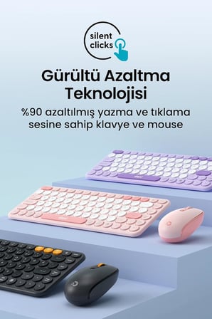 MK350 Creator Pro Combo Sessiz 3 Kanallı Bluetooth + 2.4G Wireless Türkçe Q Klavye Mouse Seti (Pembe)