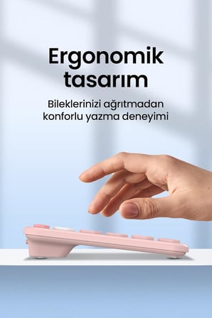 MK350 Creator Pro Combo Sessiz 3 Kanallı Bluetooth + 2.4G Wireless Türkçe Q Klavye Mouse Seti (Pembe)