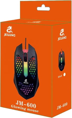 Kablolu Mouse, RGB LED Işıklı, Gaming Oyun Uyumlu Mouse, 1600 DPI, 4D Optik Sensör, Ergonomik Tasarım, Siyah Tak Kullan (delikli)