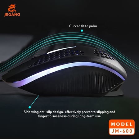 Kablolu Mouse, RGB LED Işıklı, Gaming Oyun Uyumlu Mouse, 1600 DPI, 4D Optik Sensör, Ergonomik Tasarım, Siyah Tak Kullan (delikli)
