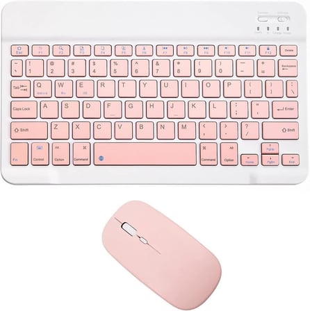 Kablosuz Bluetooth Klavye ve Mouse Seti – Tüm Cihazlarla Uyumlu (Pembe)
