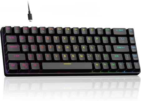 %60 Rapid Trigger Oyuncu Klavyesi, Hall Effect Manyetik Switch, Ayarlanabilir Basış Noktası, Hot-Swappable RGB Aydınlatmalı Kablolu Klavye – Yön Tuşlu, Windows/PC/Mac Uyumlu – Siyah