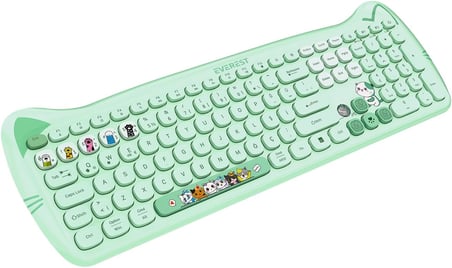 KM-6283 CATTY Renkli Tuşlu Yeşil 2.4 ghz + BT Kablosuz Q Multimedia Klavye + Mouse + Pad Set