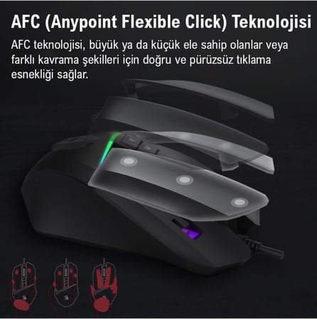 W60 Max 10.000 CPI 10 Tuş Optik RGB UC3&4 Aktif Kablolu Kırmızı Gaming (Oyuncu) Mouse