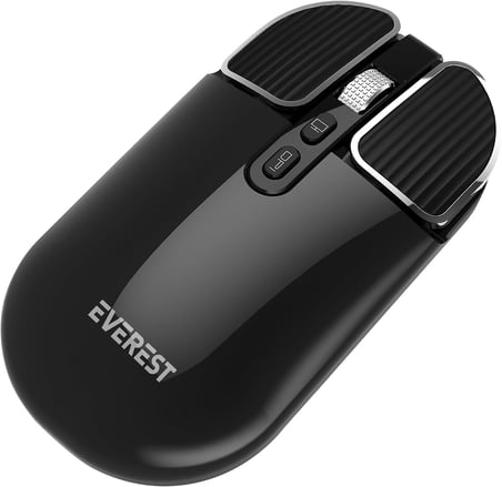 Everest SM-620 2in1 Bluetooth+2,4Ghz Şarjlı Metalik Süper Sessiz Mobil-TV-PC Destekli Kablosuz Mouse (SİYAH)
