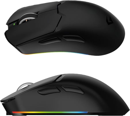 Tracker Pro RGB Kablosuz 2.4Ghz Bluetooth Kablolu Dock Şarj İstasyonlu 69gr 1KHz 12000DPI Oyuncu Mouse (siyah)