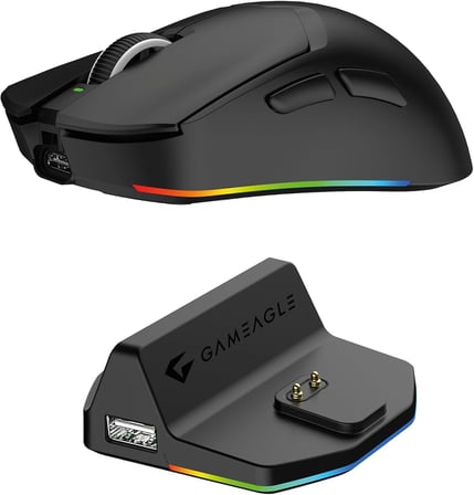 Tracker Pro RGB Kablosuz 2.4Ghz Bluetooth Kablolu Dock Şarj İstasyonlu 69gr 1KHz 12000DPI Oyuncu Mouse (siyah)