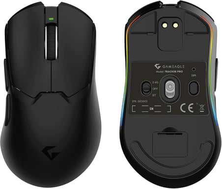 Tracker Pro RGB Kablosuz 2.4Ghz Bluetooth Kablolu Dock Şarj İstasyonlu 69gr 1KHz 12000DPI Oyuncu Mouse (siyah)