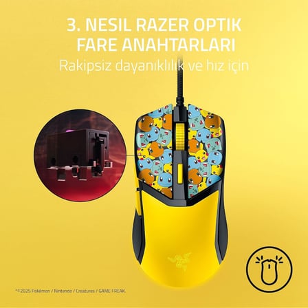 Cobra Pokémon Edition - Hafif Kablolu Oyun Faresi - 8500 DPI Sensör - 58g - Optik Fare Anahtarları 3th Nesil - Degrade Alttan Parıltılı Chroma Aydınlatma - Speedflex Kablo | Pokémon Kanto