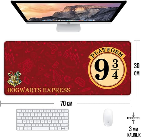 Harry Potter Hogwarts Oyun Gaming Klavye Mouse Pad Masa Matı 70x30 cm