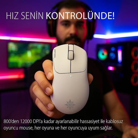 IMG-329MX Oyuncu Mouse 12000 DPI | RGB, Laser Sensör, 6D Tuş, Kablosuz Kablolu, Type-C Şarj