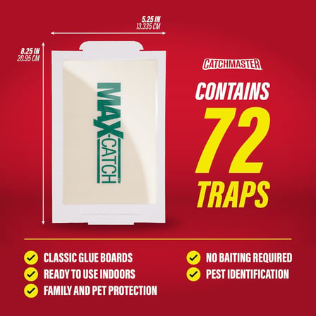 Max-Catch Mouse & Insect Glue Trap 72pk, Mouse Traps Indoor for Home, Yapışkan Haşere Kontrolü Yapışkan Tepsi, Toksik Olmayan Dökme Yem Öncesi Tutkal Panoları