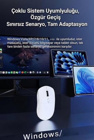 Kablosuz Gaming Mouse 12800 DPI 3 Modlu Bluetooth 2.4G USB Kablolu 1000Hz Raporlama Hızı 67g Ultra Hafif 6 Tuş 300mAh Şarjlı Ofis Oyuncu Mouse | AJAZZ NJ07 (Beyaz - NJ07)