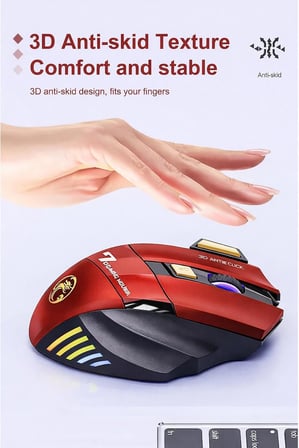 iMCE GWX7 Kablosuz Şarjlı RGB Gaming Mouse Sessiz Tık Oyun Faresi 3200DPI 7 Tuş (Kırmızı)