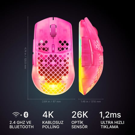 Aerox 3 Wireless Gen 2 - Magenta Haze 4K Kablosuz Gaming Mouse