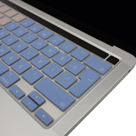MacBook Klavye Koruyucu Türkçe Q A2338 M1 M2 13 inç A2251 A2289 A2141 16 inç UK ISO Ters L Enter Silikon Keyboard Cover Touch Bar Mavi Pembe